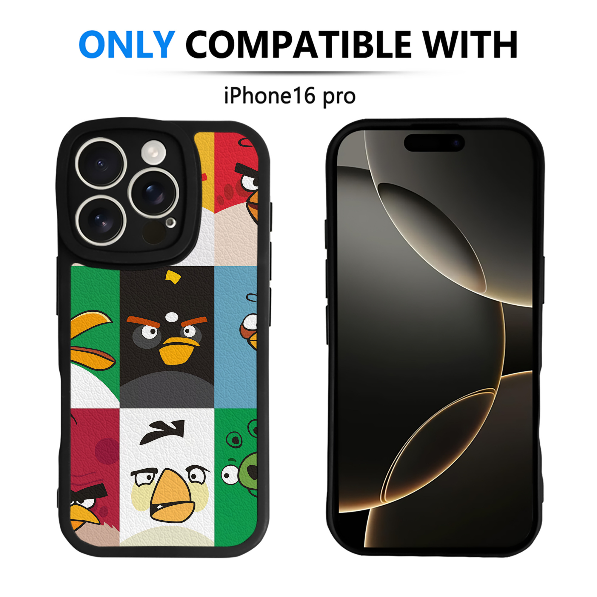 （画像用） Angry Birds アングリーバード 【iPhone 16シリーズ対応】シリコンスマホケース（レザー調） 材質：シリコン